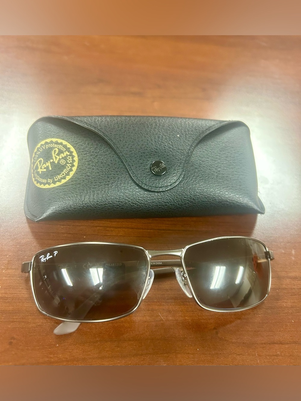 Ray-Ban Men’s Polarized Silver Frame Sunglasses - Black Lenses